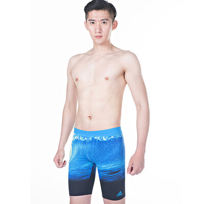 Adidas/阿迪达斯运动表现海浪印花平角泳裤五分裤BK1865