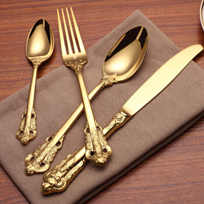 Bosung/伯善瓷金色国宴浮雕系列西餐餐具套装