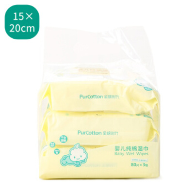 PurCotton/全棉时代婴儿纯棉湿纸巾80抽*3包