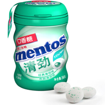 Mentos/曼妥思清劲夹心无糖香甜经典薄荷口香糖35粒