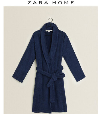Zara Home JOIN LIFE系列 蓝色棉质毛巾布女士浴袍 44506014401