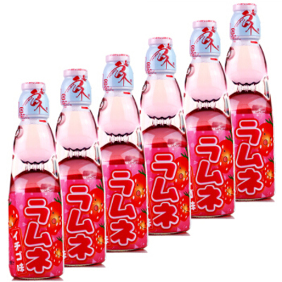 HATA/哈达草莓味波子碳酸饮料200ml*6瓶