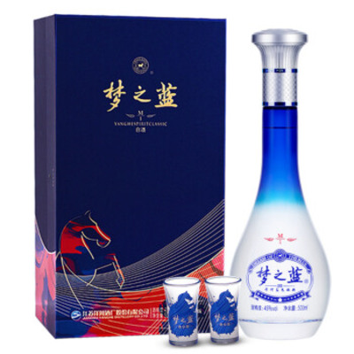 洋河蓝色经典系列梦之蓝M1绵柔浓香型45度白酒500ml