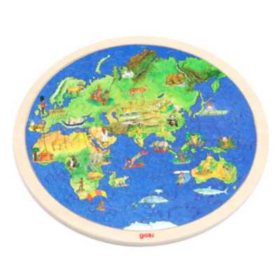 goki世界地图57片木制玩具