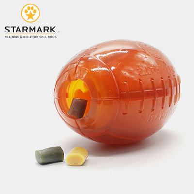 STARMARK橄榄球啃咬漏食发声宠物玩具