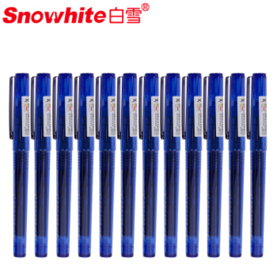 SnoWhite/白雪0.5mm蓝色直液式全针管中性笔12支装X66