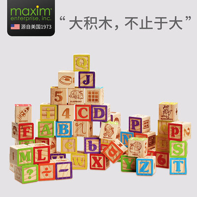 Maxim/美声字母数字早教积木木制玩具