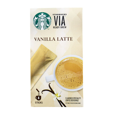 Starbucks/星巴克VIA香草拿铁风味速溶咖啡4条