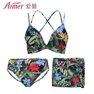 Aimer/爱慕古堡花园系列分体泳衣3件套