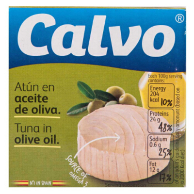 Calvo/凯芙橄榄油浸原块金枪鱼罐头80g