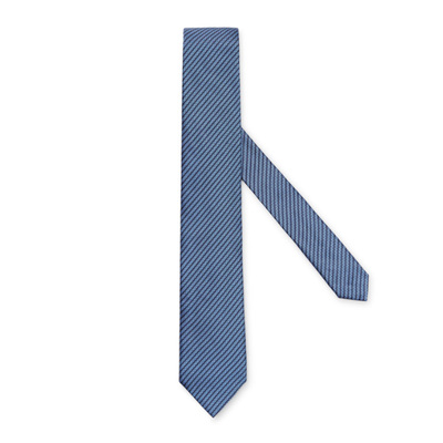 Zegna/杰尼亚蓝色/浅蓝色几何图案真丝领带领带