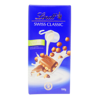 Lindt/瑞士莲经典排装榛仁牛奶巧克力100g
