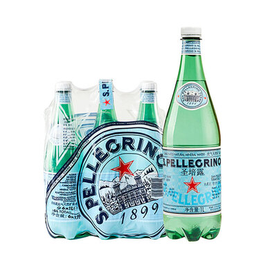 San pellegrino/圣培露充气天然矿泉水玻璃瓶装1L*6瓶