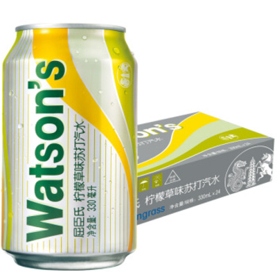 Watsons/屈臣氏柠檬草味苏打碳酸饮料330ml*24罐