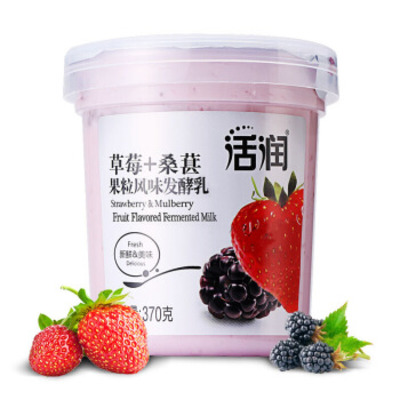 活润草莓+桑葚果粒风味酸牛奶370g