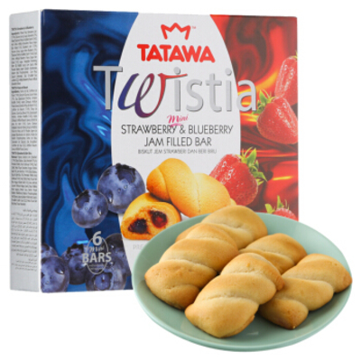 Tatawa/塔塔瓦缤纷双果味夹心软型曲奇饼干125g（蓝莓味+草莓味）