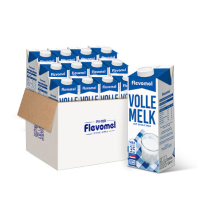 Vecozuivel/乐荷 | 风车牧场 flevomel 全脂高钙纯牛奶1L*12支