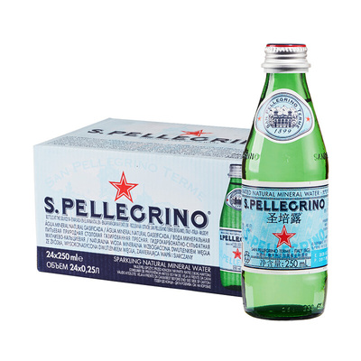 San pellegrino/圣培露充气天然矿泉水玻璃瓶装250ml*24瓶