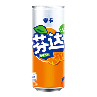 Coca-cola/可口可乐芬达零卡橙味碳酸饮料330ml*24罐