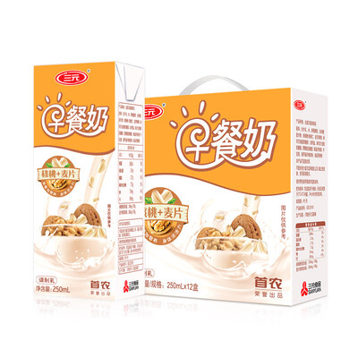 SANYUAN/三元早餐奶（核桃+麦片）250ml*12盒