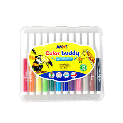 AMOS安全无毒可水洗水彩笔12色