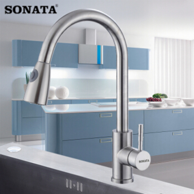 SONATA/舒耐特匠心系列不锈钢加厚手工水槽抽拉龙头套装J6845+802