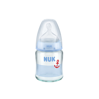 NUK PREMIUM CHOICE硅胶奶嘴宽口径玻璃奶瓶120mL