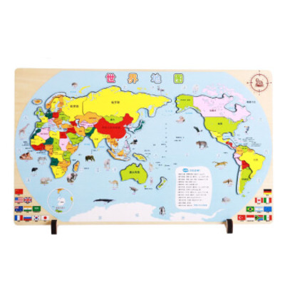 木马智慧世界地图木制玩具