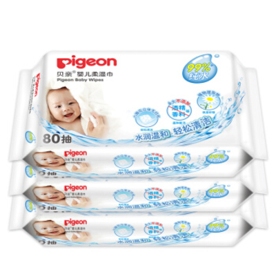 Pigeon/贝亲婴儿柔湿纸巾80片*3包