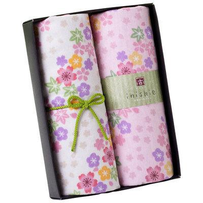 UCHINO/内野和风古系列樱花纱布面巾两条装Y10361-N