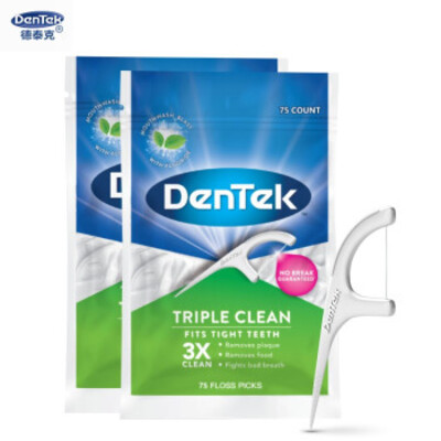 DenTek/德泰克Triple Clean三重清洁牙线棒