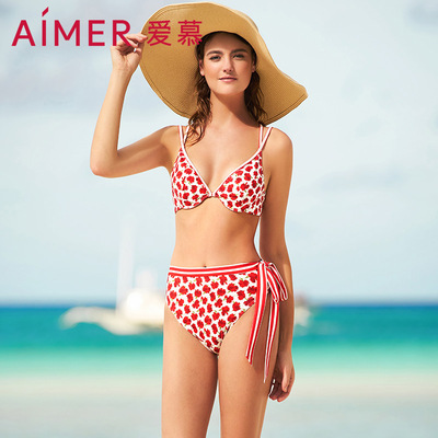 Aimer/爱慕花语盛夏带钢托分体泳衣