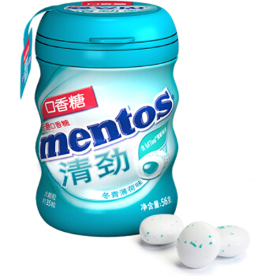 Mentos/曼妥思清劲夹心无糖冬青薄荷口香糖35粒